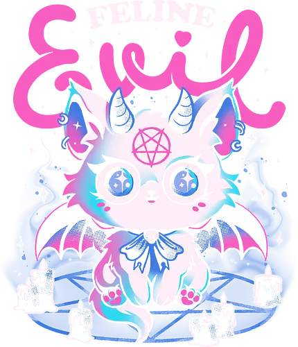 Feline Evil - cute, evil, cat, purr, lucifer, pentagram