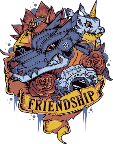 Friendship - freundschaft, digital, monster, anime, tattoo