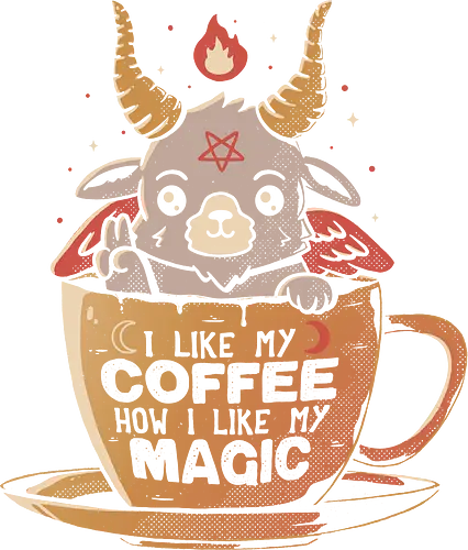 Black Coffee - black magic, baphomet, devil, horns, magic, pentagram, pagan, coffee, kaffee