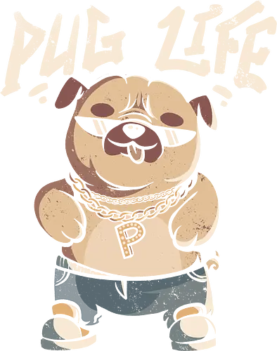 Pug Life - pug, mops, thug life, Gangster