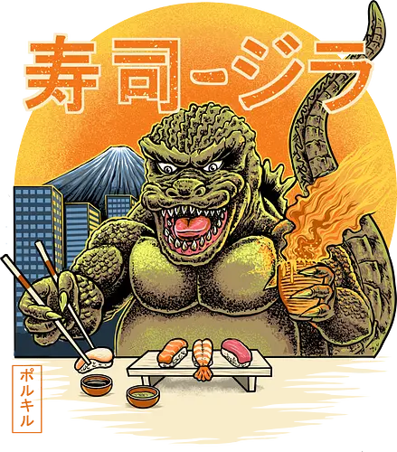 Sushizilla - sushi, food, essen, maki, nigiri, fish, fisch, lachs, salmon, kaiju, monster, Japanese food