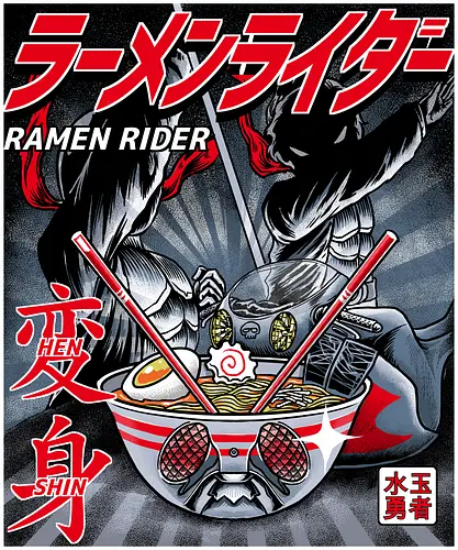 Ramen Rider - ramen, rider, nudeln, kamen rider, manga, anime, mashup, fun, food, essen, t