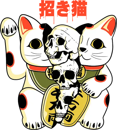 Skull Maneki Neko - skull, schädel, maneki neko, katze, cat, japan