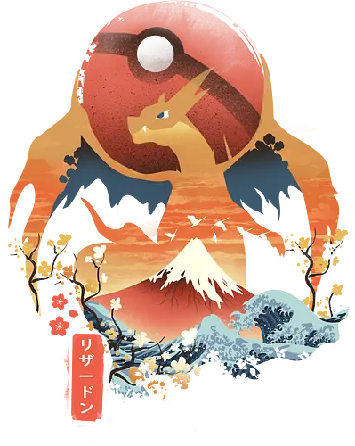 Ukiyo Fire - pocket, monster, dragon, japan, ukiyo-e, sakura, nippon, fuji, fujisan, gaming, classic gaming