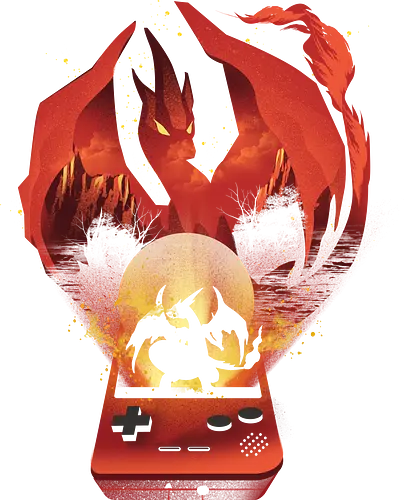 Red Pocket Monster - red, fire, feuer, pocket, monster, mega, evolution, gaming, retrogames, classic gaming