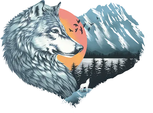 Wolf Love - love, liebe, art, illustration, wolf, nature, natur, freedom, forest, wald