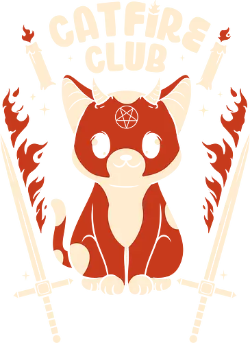 Cat Fire Club - cat, gothic, black magic, fire