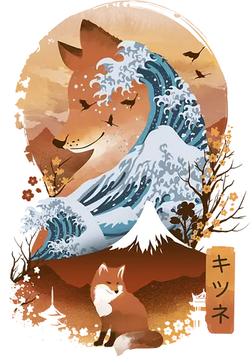 Kitsune Landscape - fuchs, fox, kitsune, japan, sakura