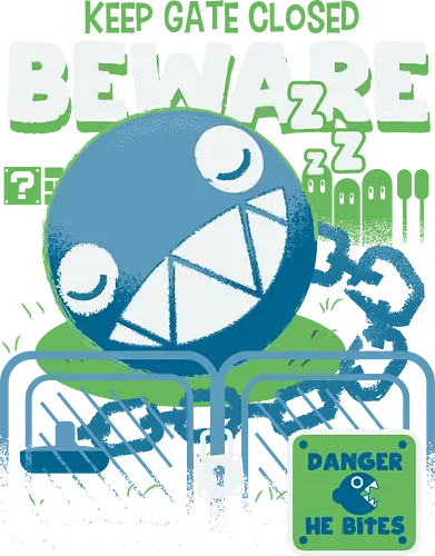 Beware, he bites! - kettenhund, mario, dog, hund, gaming, classic gaming Beware, he bites! - kettenhund, mario, dog, hund, gaming, classic gaming