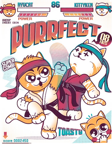 Purrfect Hit - gaming, cat, Street fight, neko, karate, mashup, bt em up