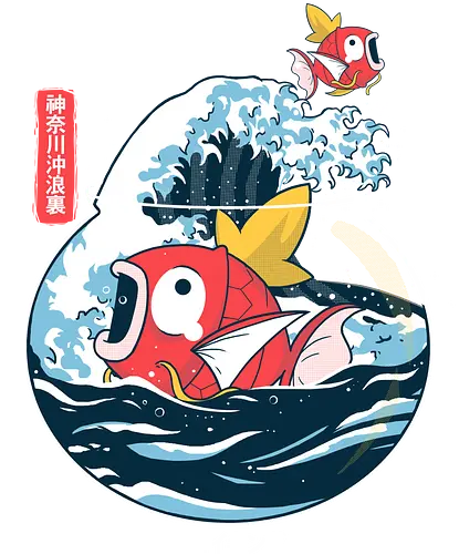 Grt Wave of Aquarium - japan, art, hokusai, fun, fish, Aquarium, pocket, monster