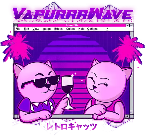 Vapurrr wave - cat, Vapor Wave, Purrr, katze, neko, cool, 80s