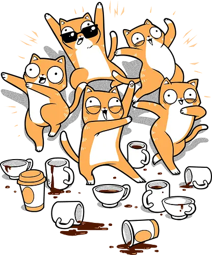 Party Party Party - cat, katze, party, coffee, kaffee, koffein, mug, mugs, tassen, dance, dancing, coffein