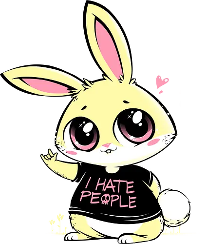 I hate People bunny - menschen, metal, niedlich, süß, kaninchen, häschen, bunny, cute, hass, hassen, people, pommesgabel