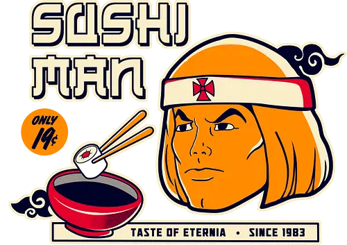 Sushi-Man - series, tv, 80s, 90s, cartoon, mashup, sushi, eternia, He-Man, fun