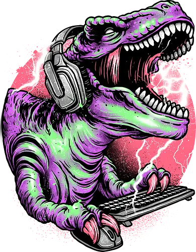 Dino Rage - gaming, t-rex, dino, dinosaur, Gamer Dino, retro