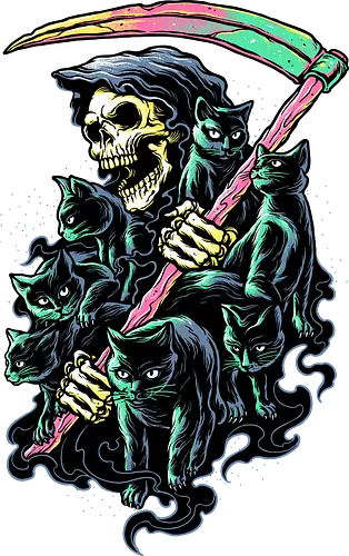 7 Deathly Cats - cat, katze, sensenmann, reaper, death