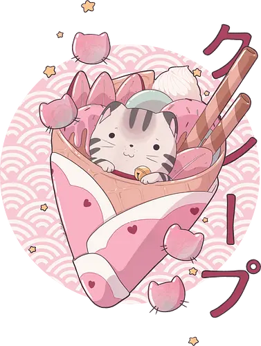 Kawaii Crêpe - kawaii, Crepe, cat, bubble, Waffle, Waffel, sweets, katze