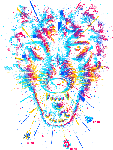 Space Wolf - wolf, neon, space invaders, space