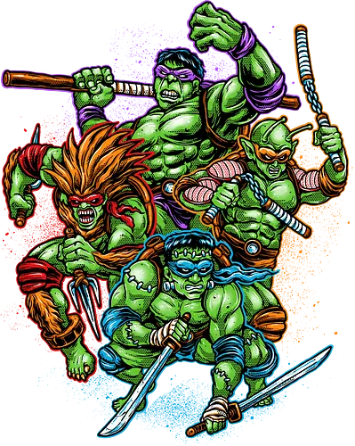 Green Ninjas - turtles, green, mashup, comic, anime