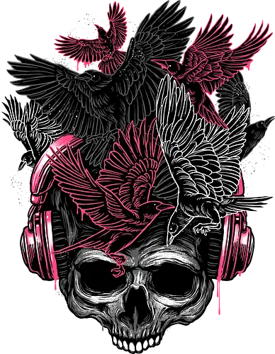 Music in my Soul - skull, schädel, music, crow, rabe, krähe