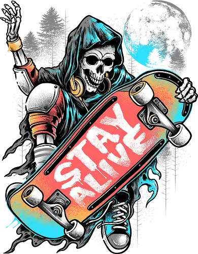 Stay Alive - Skating, skateboard, skull, skelett, rper