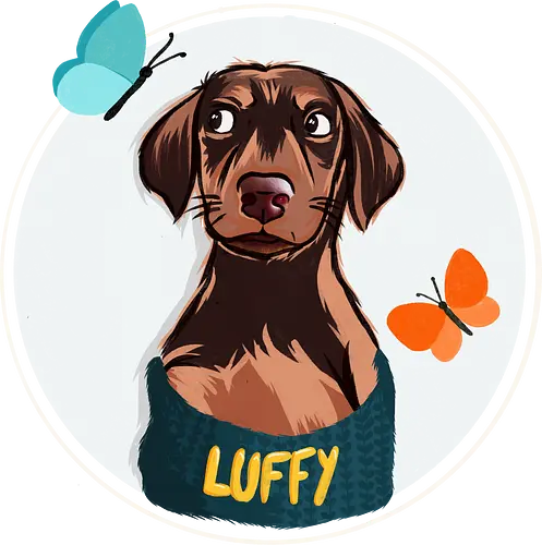 Luffy - dog, butterflies, cute