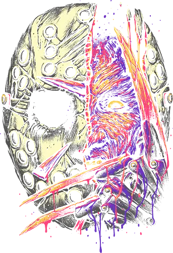 Sleepover friends - jason, freddy, nightmare, camp crystal lake, horror, mashup