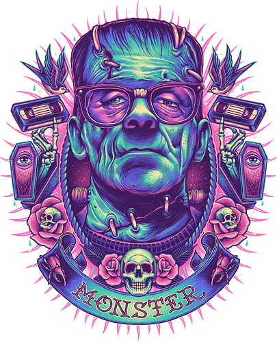 Neon Monster - frankenstein, horror, frankensteins monster