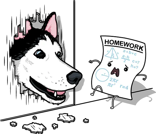 Homework in Panic! - Homework, dog, Hat mein Hund gefressen, Hausaufgaben, fun