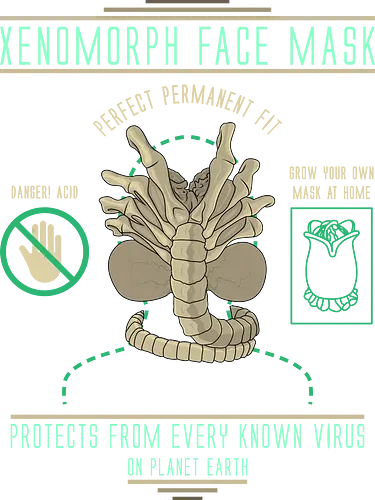 Xenomorph mask - Face Mask, maske, alien, horror, fun, meme, film, mashup Xenomorph mask - Face Mask, maske, alien, horror, fun, meme, film, mashup