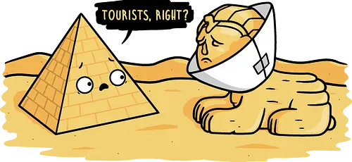 Acute Tourism! - tourist, Ägypten, pyramide, Sphynx, Wüste