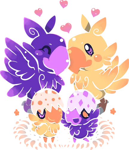 Loving Family - family, final, fantasy, bird, Kweh