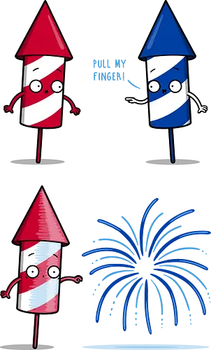 Fart of July! - Firework, 4th of July, blue, Pull, finger