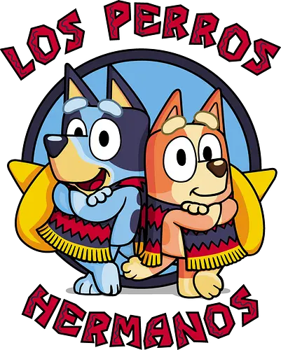 Los Perros Hermanos! - dog, blue, cartoon, mashup