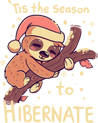 Tis the Sson to Hibernate - sloth, faultier, sleep, winter, Cozy