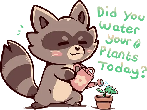 Did you Water your Plants - raccoon, waschbär, cute, plants