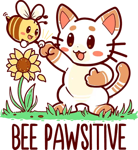 Bee Pawsitive - Biene, katze, positive, pun, pfote