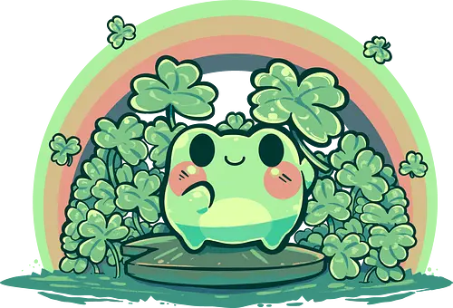 Lucky Little Frog - Frog, froggy, rainbow, lucky, Clover