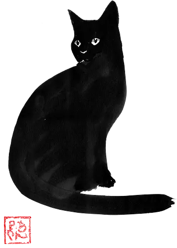 simple black cat - drawing