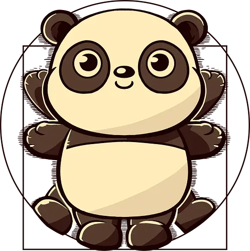 Vitruvian Panda - panda, vitruvian man, cute, round