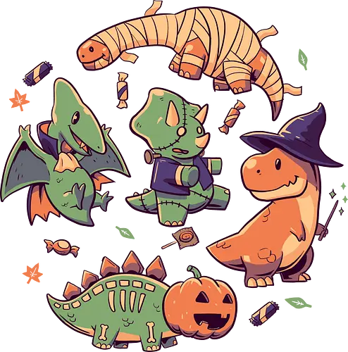 Halloween Dinos - dino, dinosaur, halloween, zombie