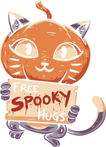 Free Spooky Hugs - cat, pumpkin