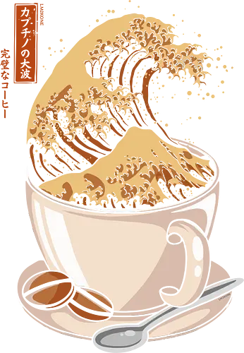 The Great Wave of Cappuccino - coffee, Cappuccino, kanagawa, grt wave