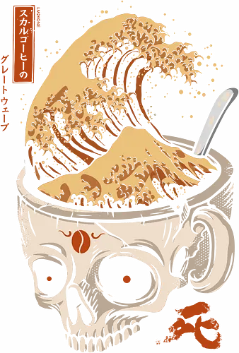 The Great Wave of Skull Coffee - skull, coffee, kaffee, grt wave