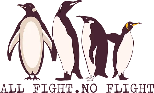 all fight no flight - penguin, cute, Wings