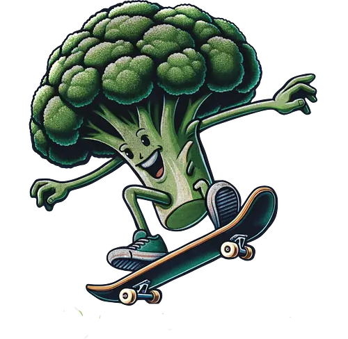 brocc-ollie - broccoli, skateboard