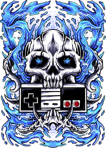 water game - retro, Console Gaming, skull