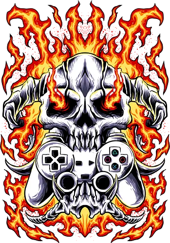 burning game - fire, console, skull, hot