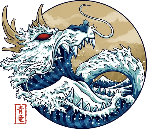 dragon wave off kanagawa - water, wave